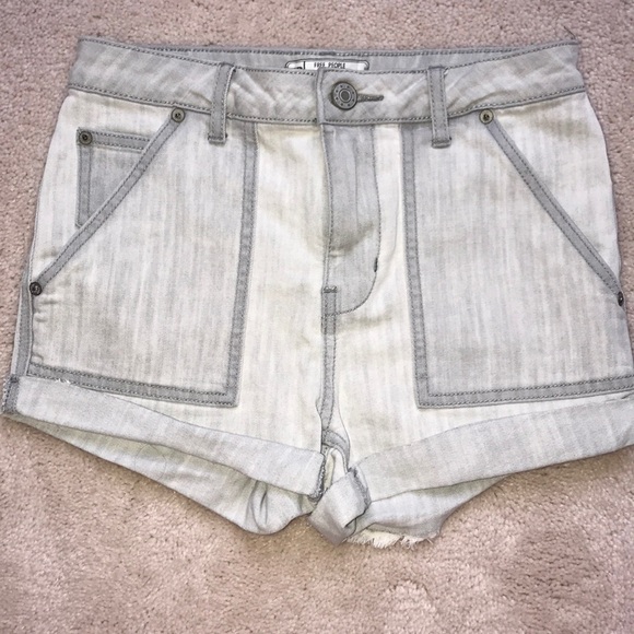 Free People Gray Washed High Waisted Shorts - Picture 6 of 6